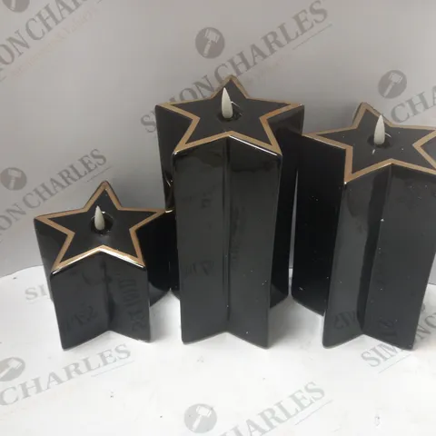 HOME REFLECTIONS CERAMIC STAR PRE-LIT CANDLES - BLACK