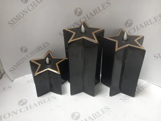 HOME REFLECTIONS CERAMIC STAR PRE-LIT CANDLES - BLACK