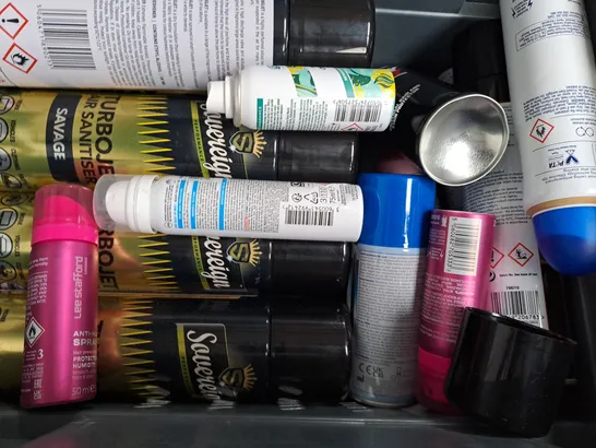 APPROXIMATELY 10 ASSORTED AEROSOL ITEMS IN INCLUDE DEEP FREEZE, ANTI-HUMIDITY SPRAY, HAIRSPRAY, ETC- COLLECTION ONLY