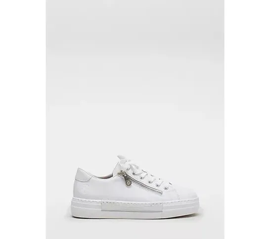 RIEKER LEATHER WHITE PLATFORM TRAINER IN WHITE SIZE 6