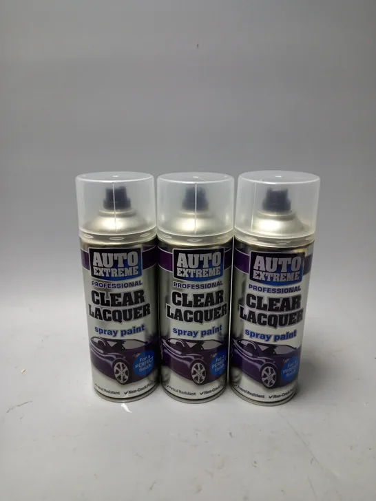 BOX OF APPROX 12 AUTO EXTREME CLEAR LACQUERS SPRAY PAINT 