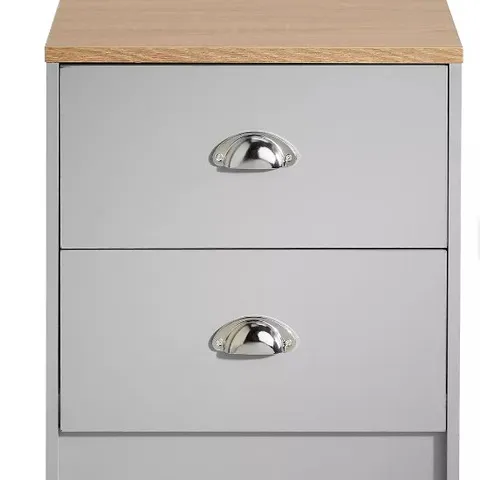 LLOYD PASCAL GREY & OAK EFFECT 2 DRAWER BEDSIDE CABINET - COLLECTION ONLY