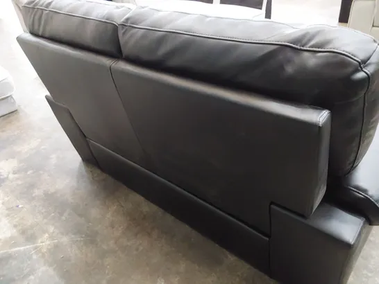 DESIGNER TWO SEATER SOFA BLACK LEATHER 