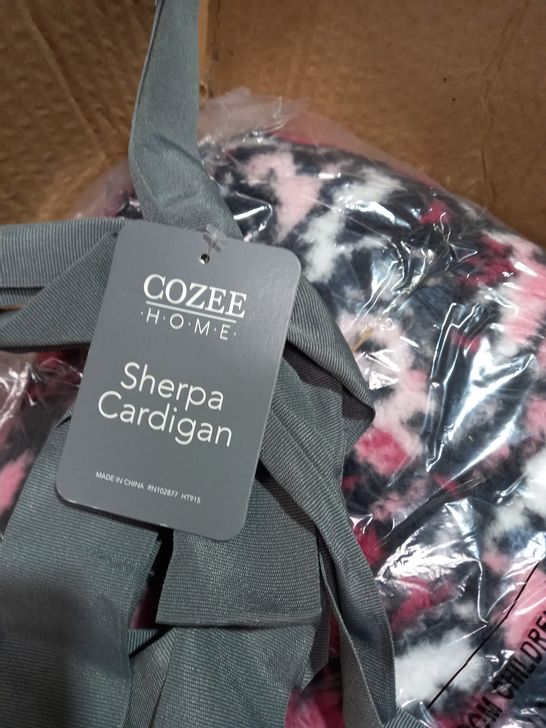 COZEE HOME DOUBLE SHERPA HOODED COATIGAN ANTIQUE ROSE SIZE L/XL