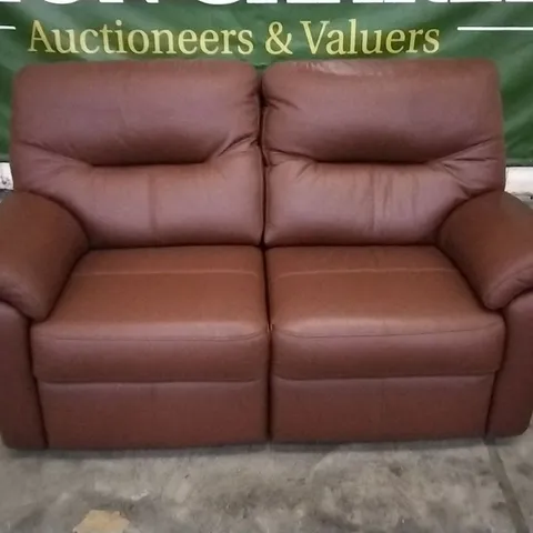 QUALITY BRITISH DESIGNED & MANUFACTURED G PLAN BURGUNDY LEATHER 2 SEATER SOFA