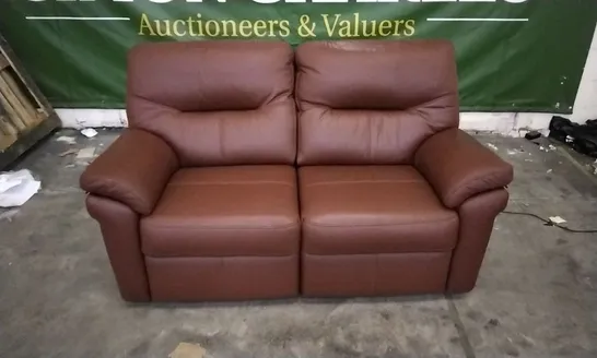 QUALITY BRITISH DESIGNED & MANUFACTURED G PLAN BURGUNDY LEATHER 2 SEATER SOFA