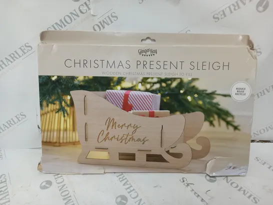 BOXED PRESENT HOLDER WOODEN SLEIGH RRP £14.99