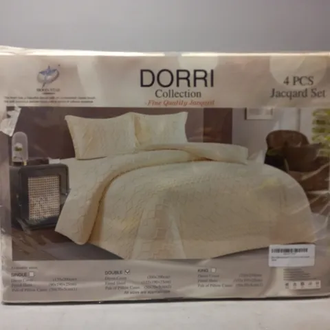 MOON STAR DORRI COLLECTION 4PC JACQUARD DUVET SET IN CREAM - DOUBLE