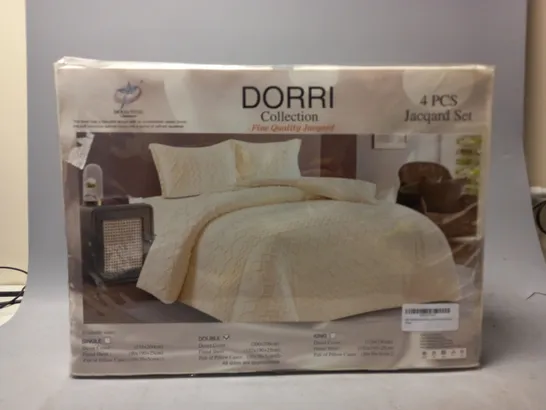 MOON STAR DORRI COLLECTION 4PC JACQUARD DUVET SET IN CREAM - DOUBLE