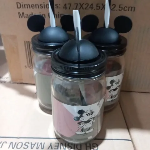 BOX OF FOUR SETS OF FOUR DISNEY MICKEY MOUSE MASON JARS