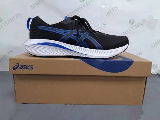 BOXED PAIR OF ASICS GEL-EXCITE 10 SHOES IN BLACK/BLUE UK SIZE 9