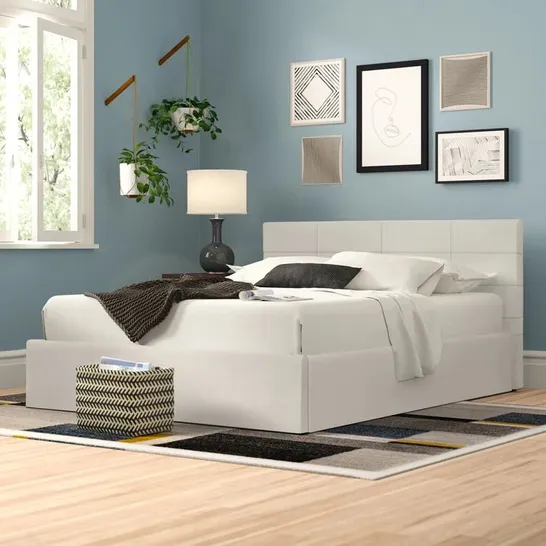 BOXED PHILIPPE UPHOLSTERED OTTOMAN BED IN CREAM LINEN // SIZE: 4FT6 (3 BOXES)