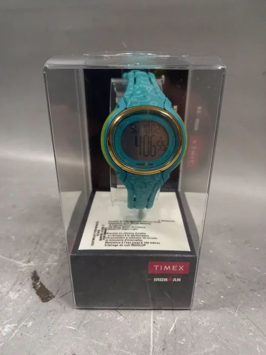 BOXED TIMEX IRONMAN SLEEK TURQUOISE DIGITAL WATCH 