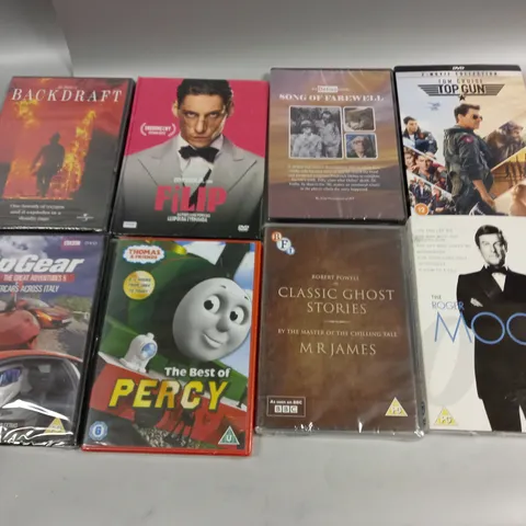 APPROXIMATELY 15 MOVIE DVDS TO INCLUDE THE ROGER MOORE COLLECTION, CLASSIC GHOST STORIES, AND THE BEST OF PERCY ETC.