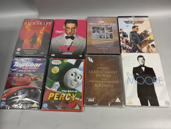 APPROXIMATELY 15 MOVIE DVDS TO INCLUDE THE ROGER MOORE COLLECTION, CLASSIC GHOST STORIES, AND THE BEST OF PERCY ETC.