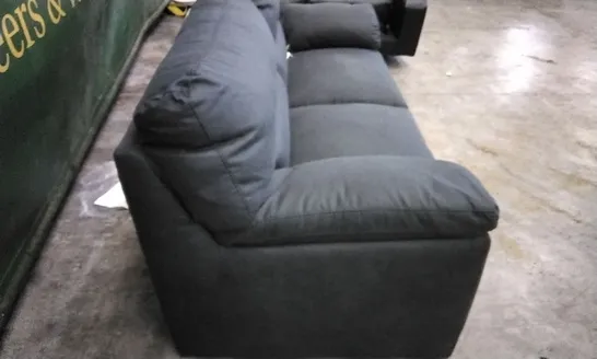 QUALITY BRITISH DESIGNER 3 SEATER SOFA - BLACK FABRIC 