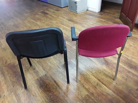 TWO FIXED FRAME FABRIC OFFICE CHAIRS