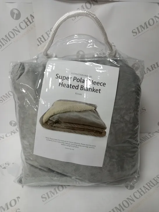 BOXED SUPER POLAR FLEECE 160 X 120CM ELECTRIC BLANKET IN GREY