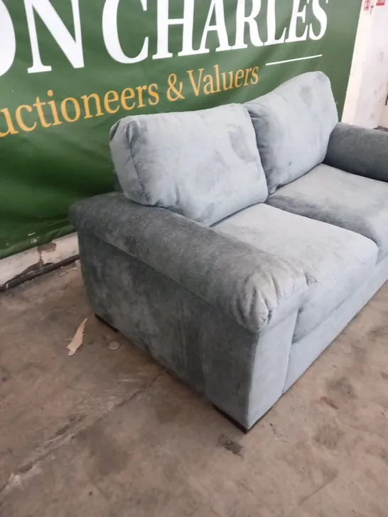 DESIGNER SILVER FABRIC TWO SEATER SOFA