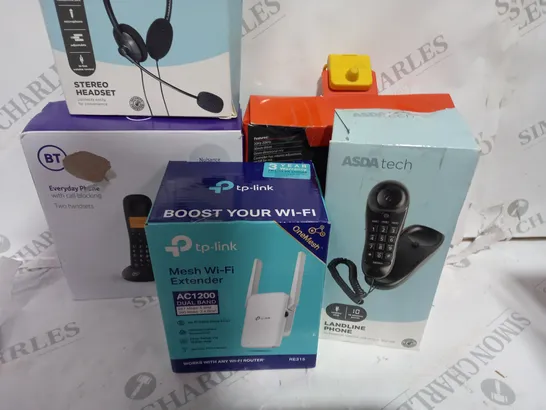 LOT OF ASSORTED ITEMS TO INCLUDE - BT HOUSE PHONE - TP-LINK - HEADPHONES 