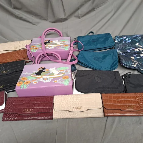 BOX OF ASSORTED BAGS FROM VARIOUS BRANDS IN VARIOUS STYLES, SIZES AND COLOURS ETC. 