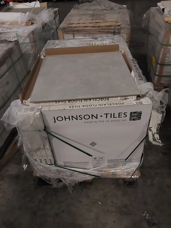 PALLET TO CONTAIN APPROX 40 X CARTONS OF JOHNSON MARC CEMENT FLOOR GRIP PORCELAIN FLOOR TILES - 3 TILES PER CARTON // TILE SIZE: 600 X 600mm