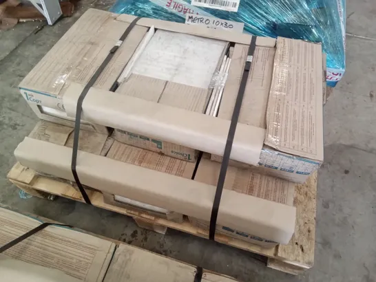 PALLET OF 352 METRO UNDERGROUND BEVELLED WHITE WALL TILES 200×100MM (7M²)