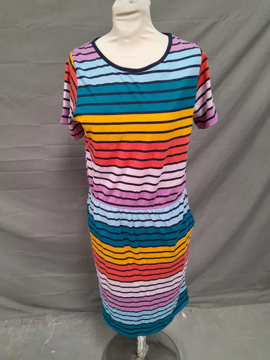 SUGARHILL BRIGHTON TERRI JERSEY DRESS IN MULTI SUNDOWN SRTIPE SIZE 8