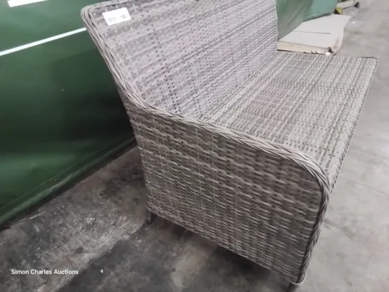 THREE SEATER GREY RATTAN CORNER PATIO SOFA SECTION 