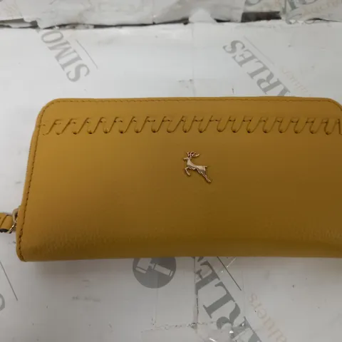 ASHWOOD ZIPPED LEATHER WALLET IN MUSTARD YELLOW