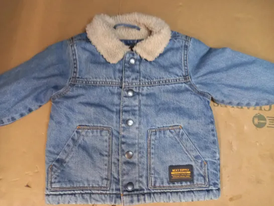 NEXT FAUX FUR TRIM DENIM JACKET SIZE AGE 12-18MTHS