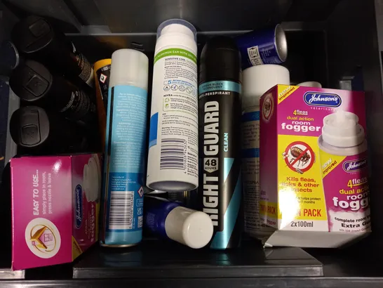 BOX OF APPROX 15 ASSORTED AEROSOLS TO INCLUDE LYNX BLACK, ORIGINAL DRY SHAMPOO, NIVEA MEN SHAVING GEL - COLLECTION ONLY