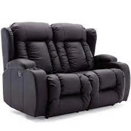 BOXED CAESAR POWER RECLINING TWO SEATER SOFA  BLACK LEATHER  RRP £499.99