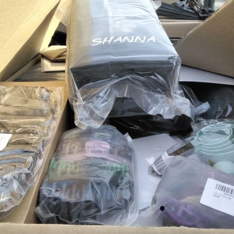 PALLET OF APPROXIMATELY 7 BOXE OF ASSORTED ITEMS INCLUDING SHANNA GROW BAGS, HAIR CLIP PACK, CUP SIZE SET FOR BAKING, MULTI COLOUR HAIR TIES SCRUNCHIES, DUCK HUNTING SHELL HOLDER