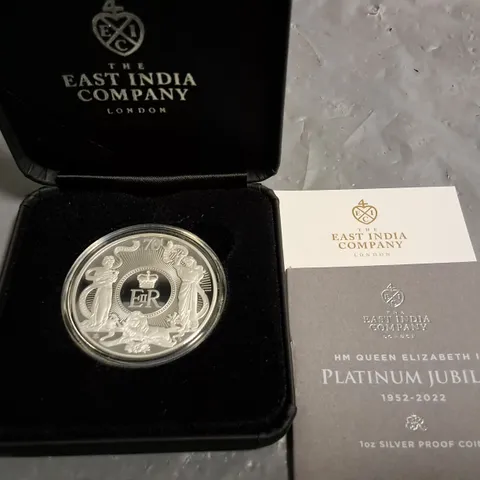 EAST INDIA COMPANY PLATINUM JUBILEE 1OZ SILVER PROOF COIN