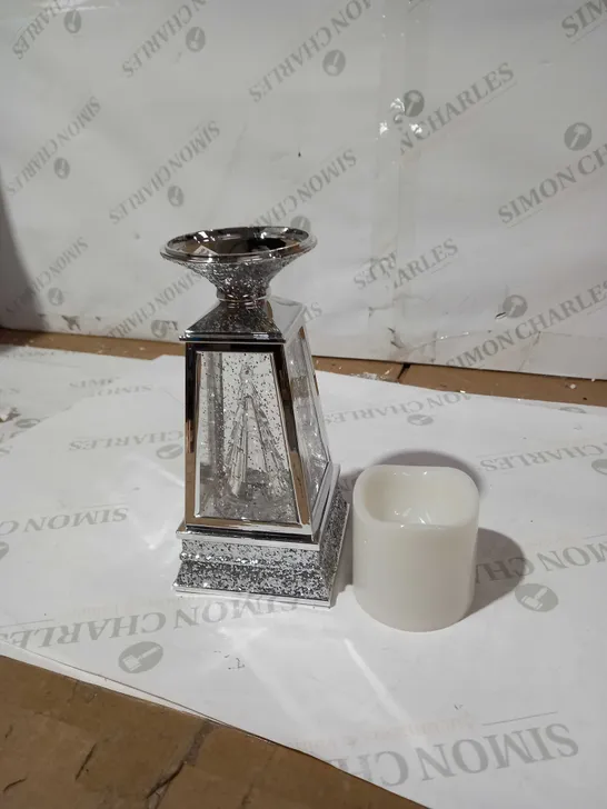 JULIEN MACDONALD FLAMELESS SWIRLING GLITTER CHRISTMAS TREE CANDLE HOLDER