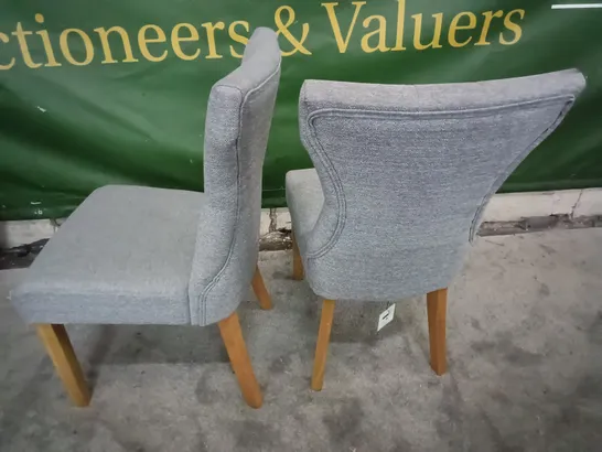 PAIR OF LIGHT GREY UPHOLSTERED DINING CHAIRS 