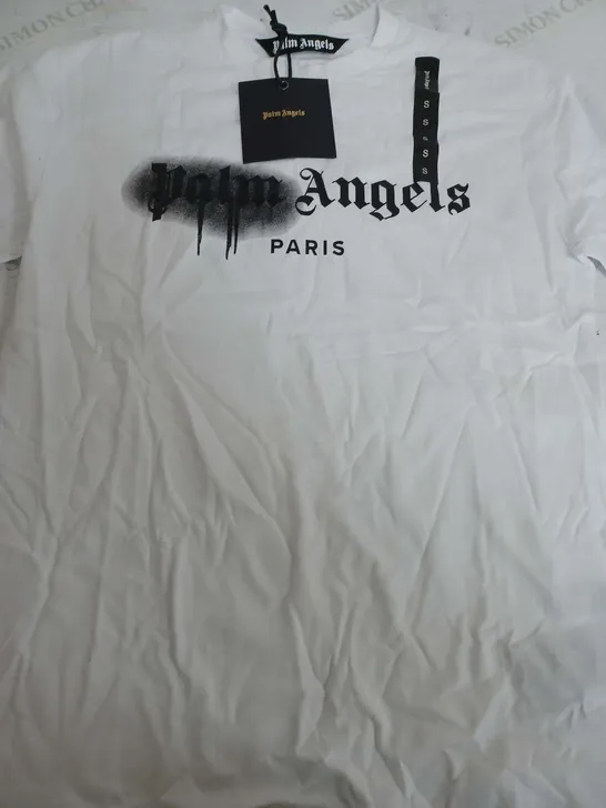 PALM ANGLES PARIS WHITE LOGO T-SHIRT - SMALL