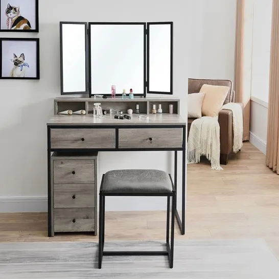 BOXED KIMBERLEE DRESSING TABLE - IVORY GREY