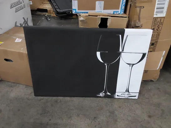 BOXED BLACK AND WHITE GLASSES KITCHEN - WRAPPED CANVAS 