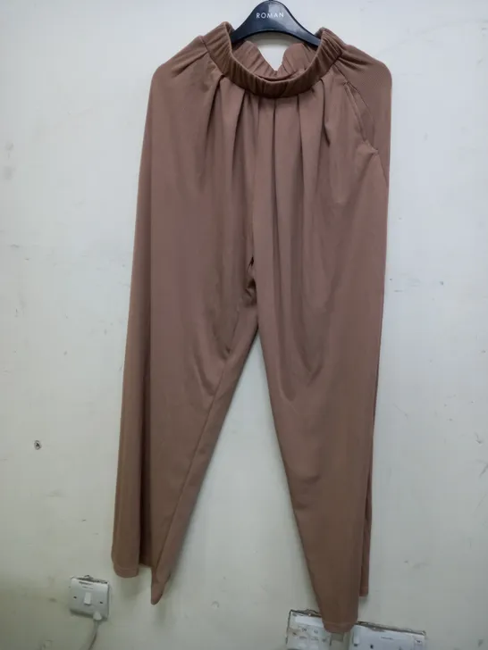 CIDER STRETCH WIDE LEG PANTS IN COFFEE BROWN - XS