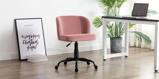 BOXED DESIGNER ROSE VELVET OFFICE CHAIR 