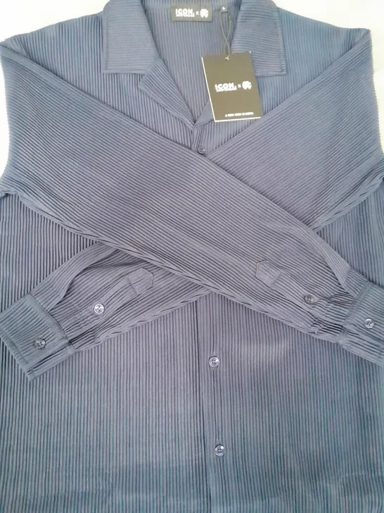 ICON AMSTERDAM PLEATED SHIRT IN NAVY SIZE LARGE