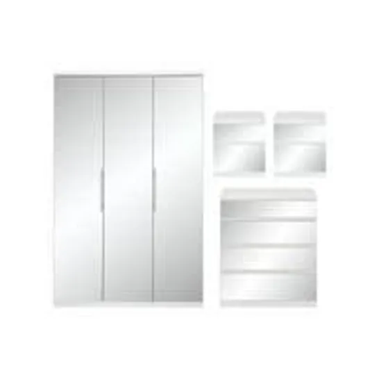 BOXED PRAGUE MIRROR PACKAGE: WARDROBE, CHEST, 2 X NIGHT STAND (6 BOXES) RRP £979.99