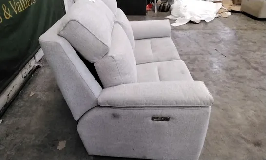 QUALITY BRITISH DESIGNER G PLAN MANUFACTURED ELLIS SMALL SOFA ELECTRIC RECLINER DBL - MASCA ICE FABRIC