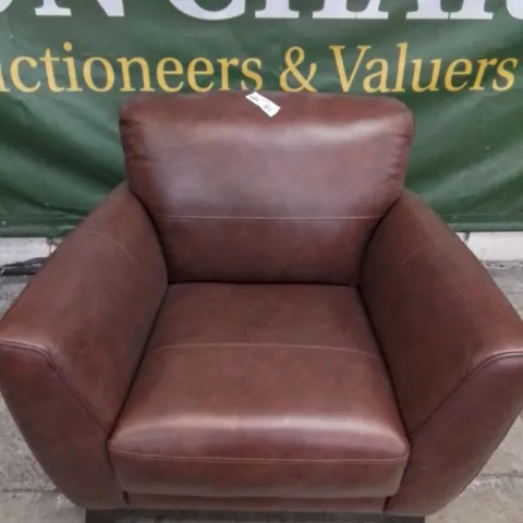 DESIGNER CHESNUT LEATHER EASY CHAIR