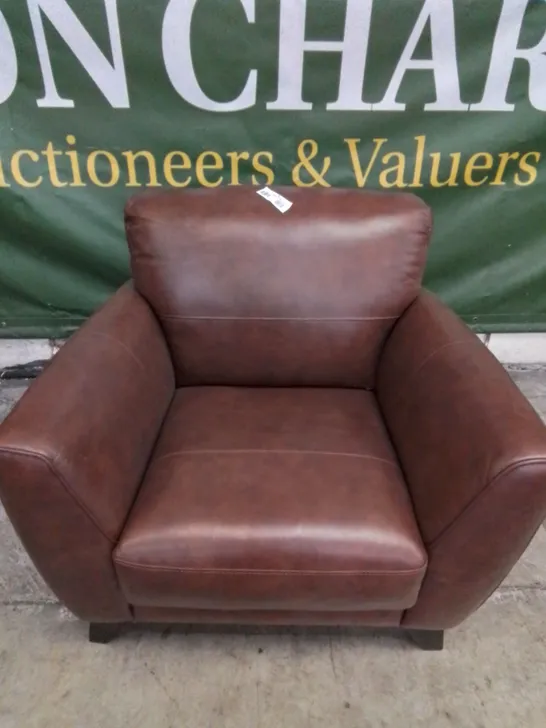 DESIGNER CHESNUT LEATHER EASY CHAIR