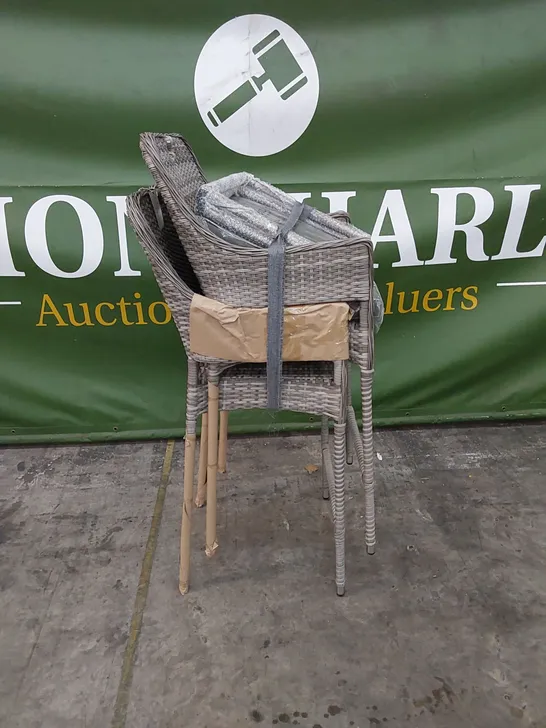 PAIR OF PORTO PATIO BAR STOOLS IN GREY