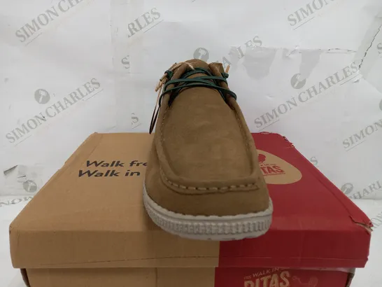 BOXED PAIR OF WALK IN PITAS CAMEL LACE UP SHOES - EU 45