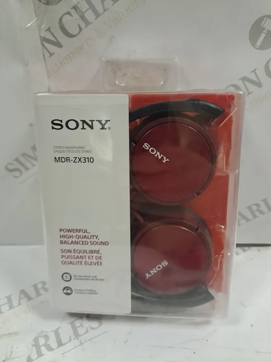 BOXED SONY MDR-ZX310 STEREO OVER-EAR HEADPHONES IN RED